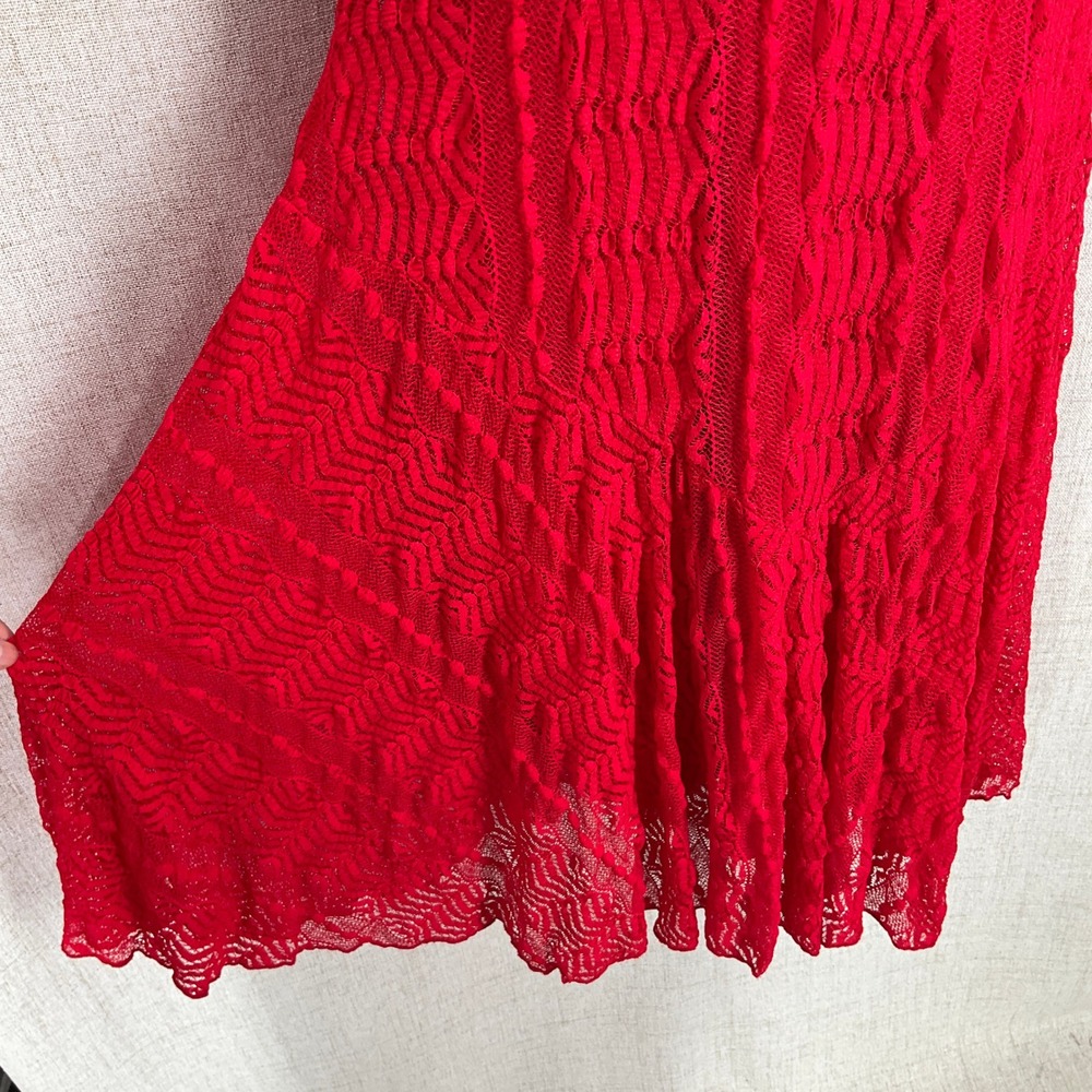 Rabbit Rabbit Rabbit Designs Dress Sz 10 Red Lace Flutter Sleeve Boho Classic - Picture 5 of 15